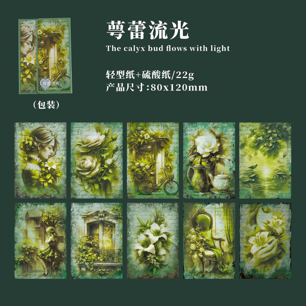 30 Sheets Vintage Figure flower theme Material paper Planner Decorative Hand Account Diary Background paper