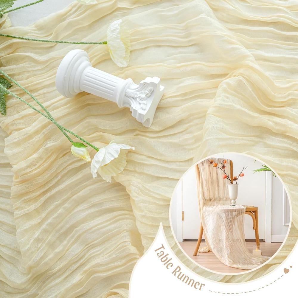 2 Pcs Table Runner Boho Cheese Cloth Cheesecloth Table Runner 90x300cm for Wedding Party Bridal Baby Shower Birthday Table Decorations