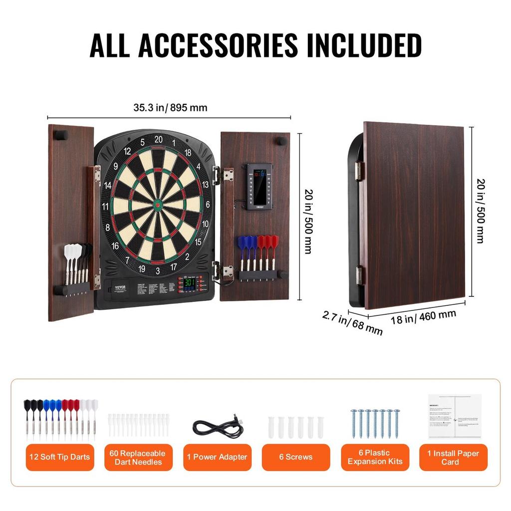 Dartboard and Cabinet Set Complete with All Accessories Easy Assembly