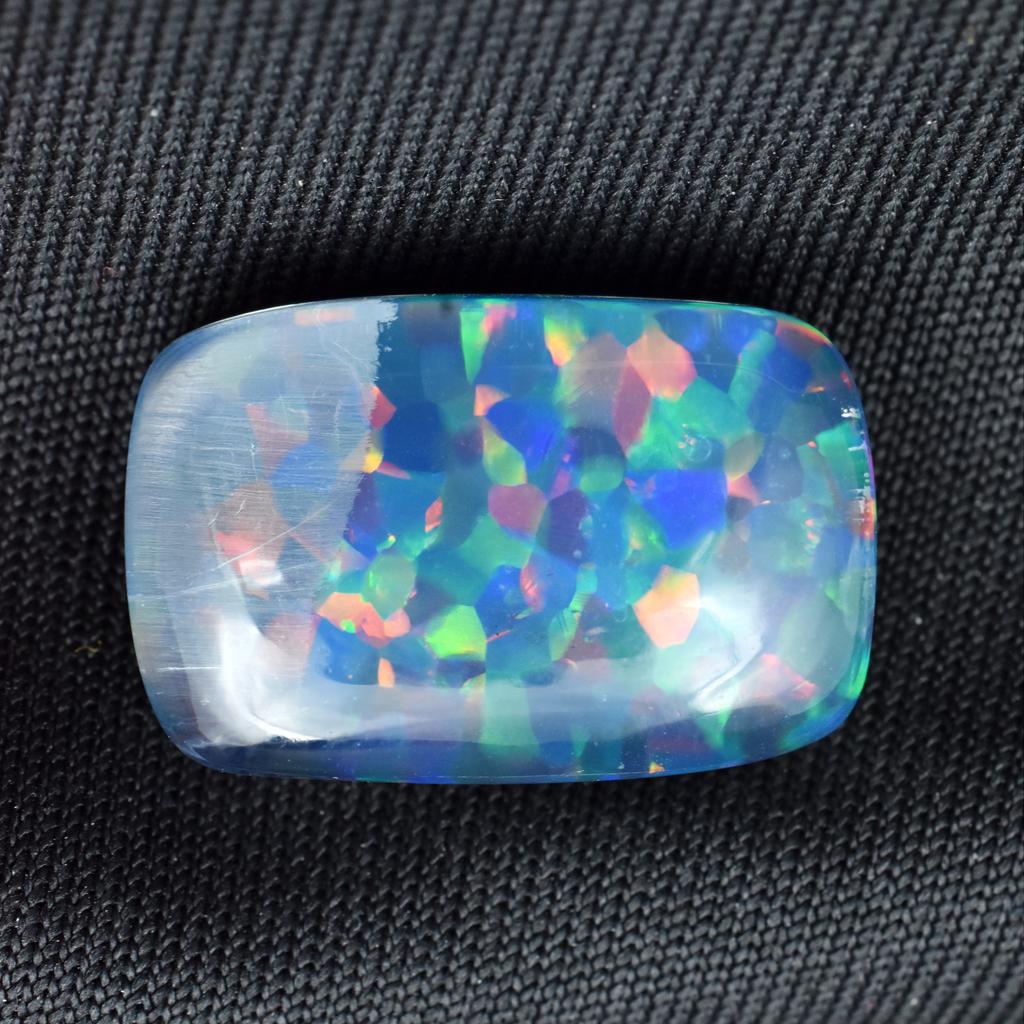 Lab-Created Opal Loose Gemstone 12.20 ct Multi-Color Cushion Cut October Birthday Birthstone