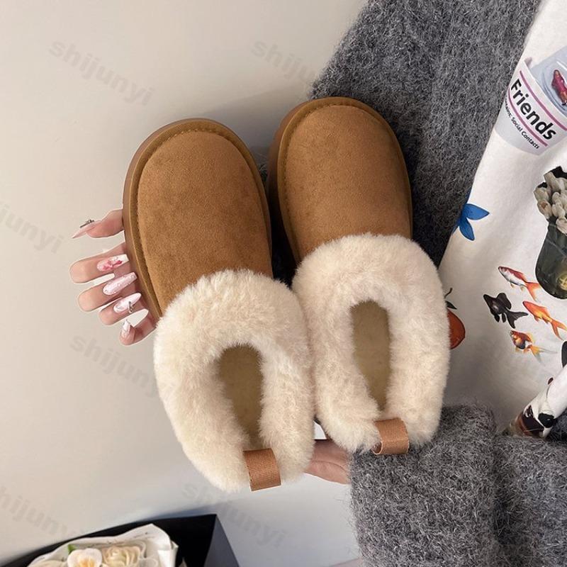 Winter Women Shoes 2026 Fashion Snow Boots Warm Fluffy Plush Faux Fur Soft Slippers Outdoor Indoor Comfortable Warm Home Shoes