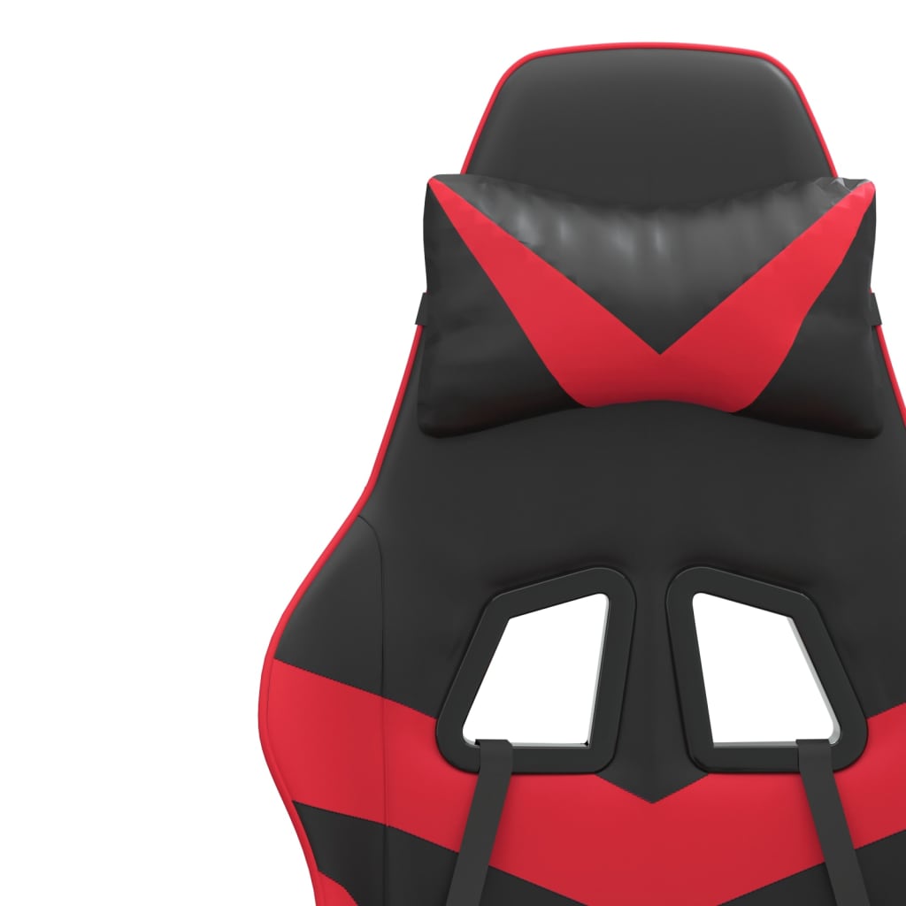 Gaming Chair with Footrest Swivel Black & Red PU Leather