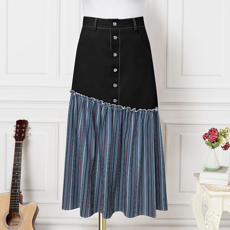 

ZANZEA Женские летние повседневные юбки миди свободного кроя с вставками 5XL чёрный