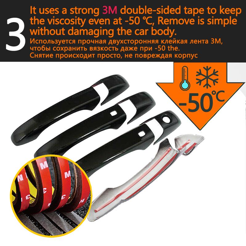 For Jeep Grand Cherokee WK2 2011~ 2012 2013 2014 2015 Gloss Black Outer Door Handle Cover Protective Sticker Car Accessories