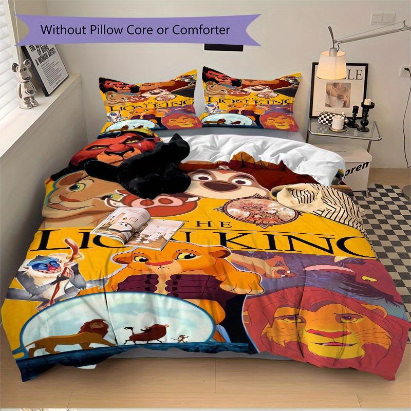 3-teiliges Set König der Löwen, Simba, Mufasa Bettwäsche-Set mit Bettbezug+Kissenbezügen, Ganzjahres-Polyester, Reißverschluss60