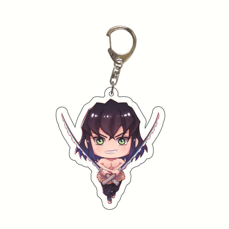 Acrylic Anime Keychain Kamado Tanjiro Nezuko Agatsuma Zenitsu Student Bag Charm Pendant Cosplay Accessories Gift