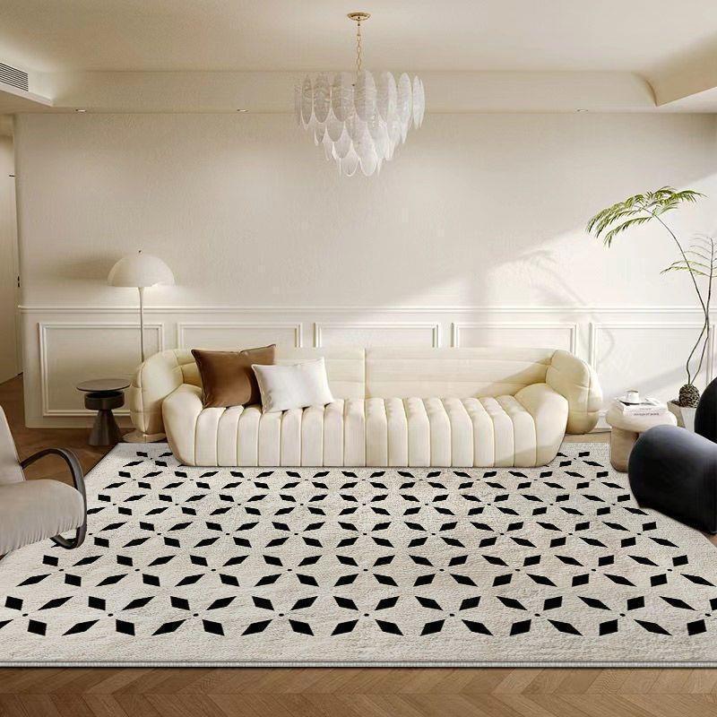 Washable Faux Wool Area Rug Living Room Geometric Soft Non-Slip Floor Mat Modern Minimalist Home Decor