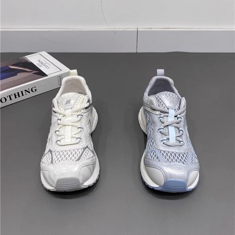 Leather Platform Sneakers Women's 2025 Summer New Mesh Breathable and Lightweight Outdoor Mountaineering Running Dad Shoes