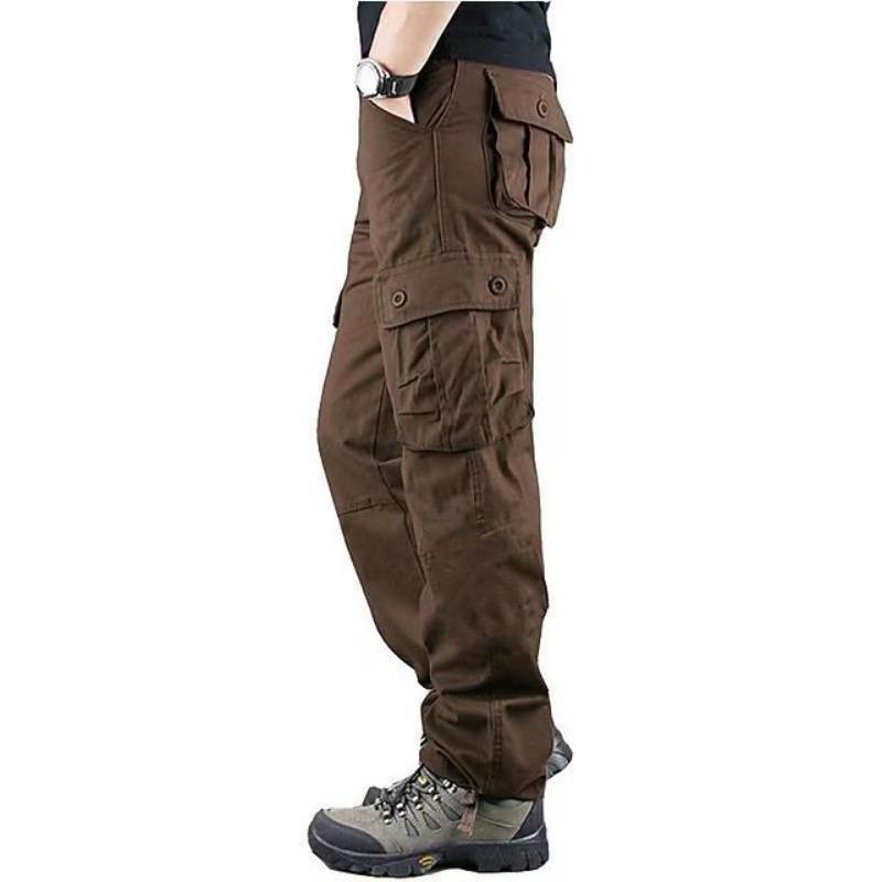 Men S Loose Straight Leg Multi Pocket Cargo Long Pants