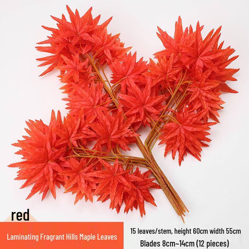 Artificial Red Maple Leaves for Indoor/Outdoor Decor and Landscaping