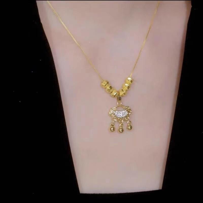 Lucky Lucky Beads Ping An Lock Necklace for Women's High-end Light Luxury Ins Fashion Trendy Collarbone Chain