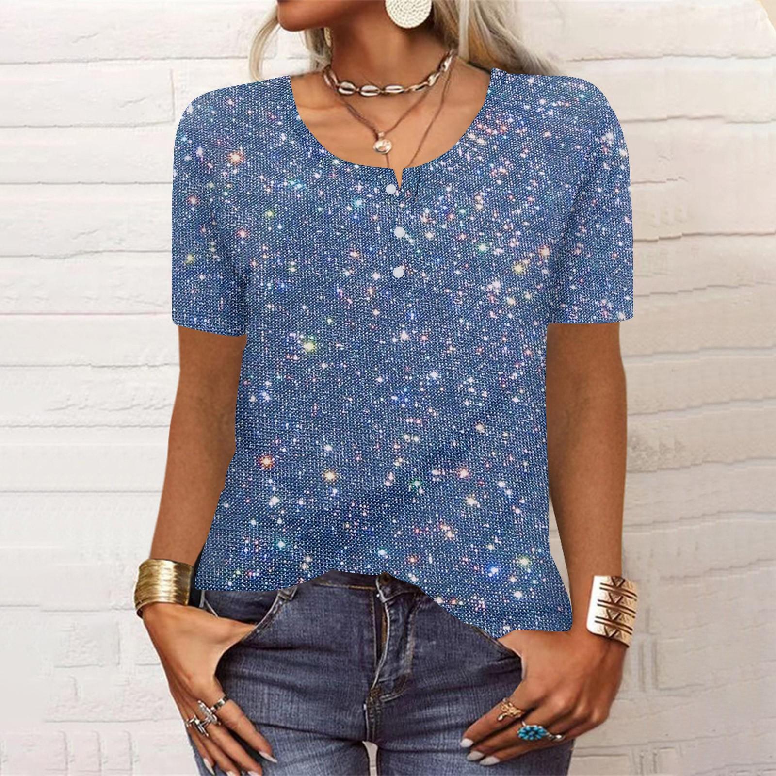 

Женская новая футболка с v-образным вырезом на пуговицах и модным принтом с коротким рукавом и ретро-принтом, тонкий топ, повседневные топы XXXL