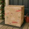 1 Roll Christmas Wrapping Paper Roll - Double-Sided Kraft & Light Brown with Snowflakes, Bells, Candy Canes, Gift Wrapping Paper