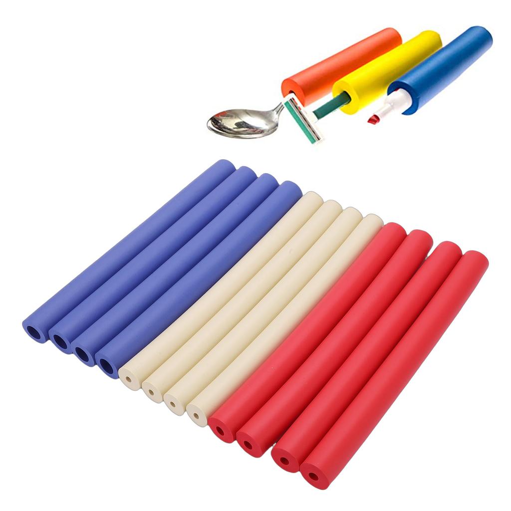 12pcs Foam Grip Tubing Non Slip Adaptive Utensils Grip Tubing Soft Cuttable Sponge Handle Cover