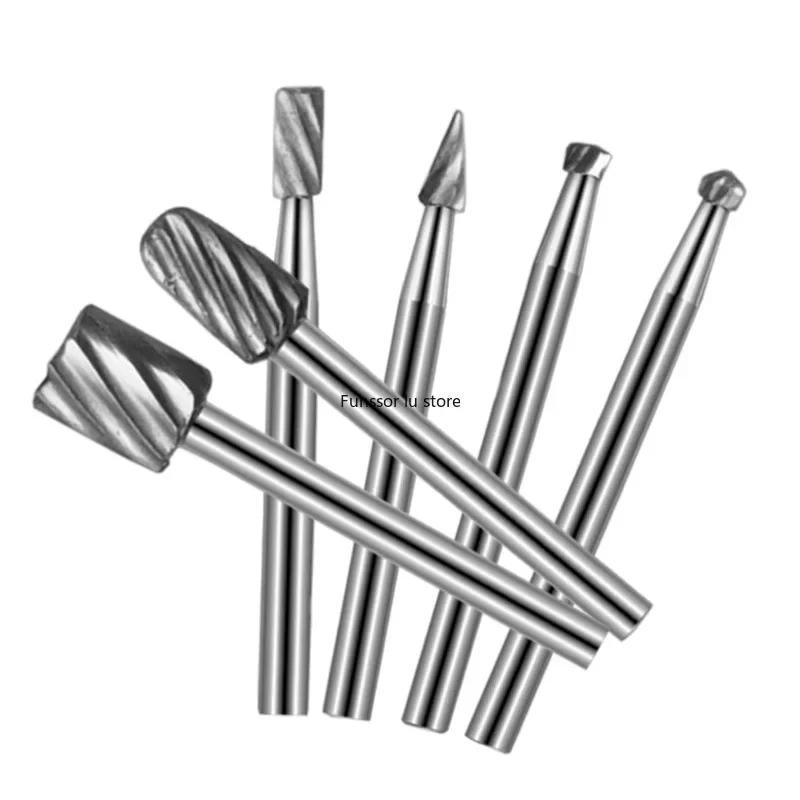 6pcs Rough Tooth Carbide Rotary File Set - High-Speed Steel Carving Milling Cutter for Woodworking DIY