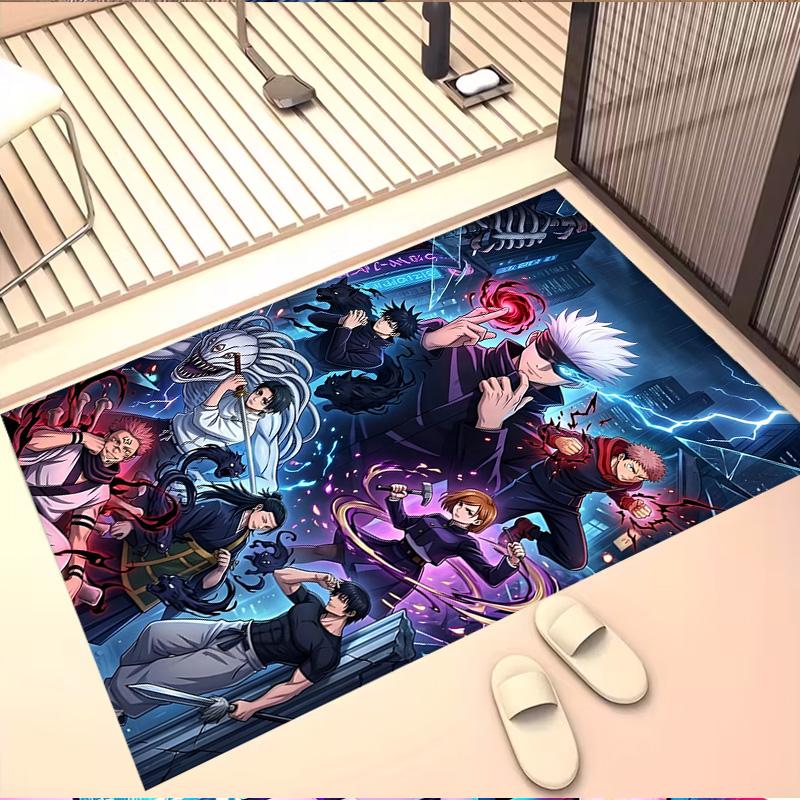 Demon Slayer Print Rug, Washable Floor Carpet, For Entryway Dorm Laundry Room Office Study, Home Decor Birthday Christmas Gift