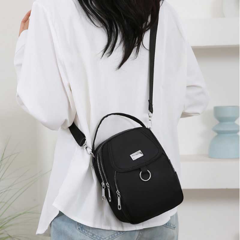 1PC Lady Casual Messenger Bag Solid Color Multi-function Purse Multi-layer Lightweight Oxford Handbag Suitable for Going Out