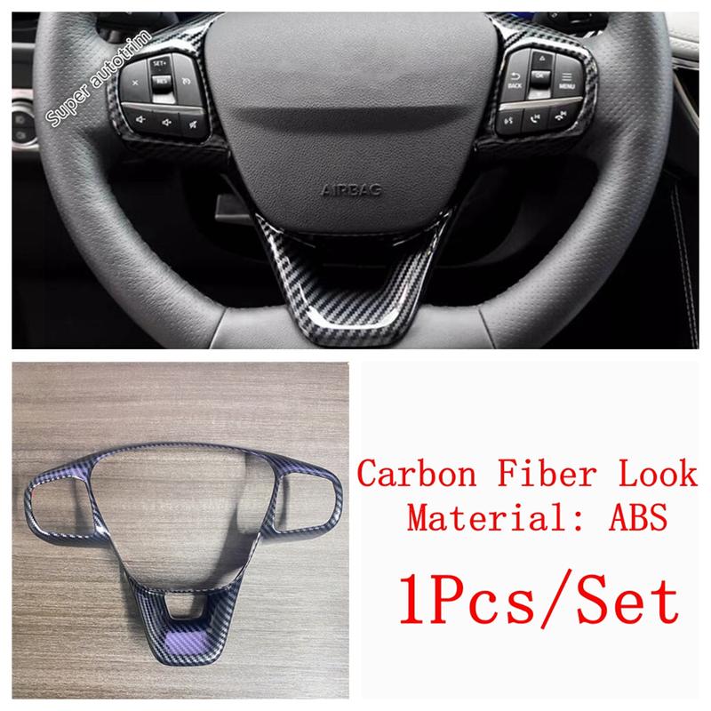 Car Steering Wheel Button Frame Decoration Cover Trim For Ford Escape / Kuga - 2025 ABS Carbon Fiber Accessories Interior