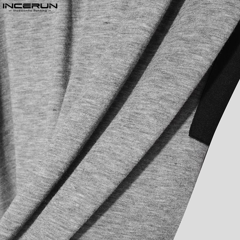 INCERUN Bărbați Gât Rotund Mânecă Lungă Plasă Patchwork Vezi Prin Tricouri Maiouri