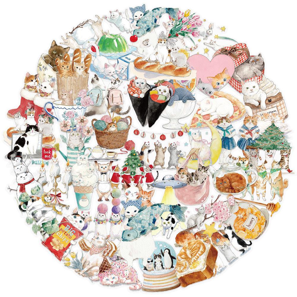 10/30/50pcs Transparent Cute Cat Cartoon Sticker Kawaii Animal Decals DIY Scrapbook Laptop Waterproof Aesthetic Graffiti Sticker