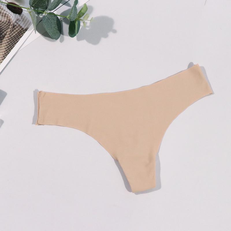 S-XL Ice Silk Panties for Women Low Waist Solid Color Underwear Panties Breathable and Comfortable Cotton Thong