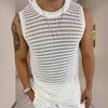 Léto Muži Pletená vesta bez rukávů s výstřihem do O Jednobarevný Slim Fit Vyhloubený Tenký pulovr Topy Streetwear