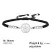 LIKGREAT Saint Francis of Assisi 16*16mm Double Sided Etched Round Pendant Two Hole Adjustable Braided Rope Bracelet Religious