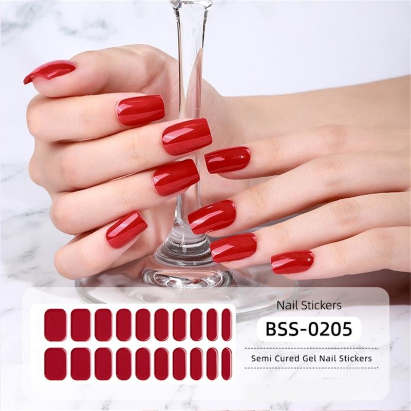 Semi Cured Gel Nail Strips Patches Sliders UV/LED Lamp Cured Adhesive Long Lasting Full Cover Gel Nail Stcikers Manicure