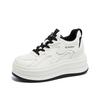Wedge Sneakers With Lace Up Design Round Toe Non Slip Thick Sole Casual Daily Walking Shoes Available In Black Red White Laces F