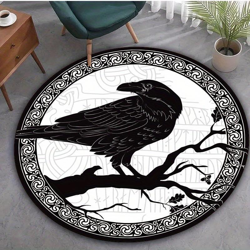 800 Grams Per Square Meter Crystal Velvet Home Decor Viking Gothic Raven Rug,Soft Floor Mat for Living Room,Bedroom,Gaming,Protective Mat Fo