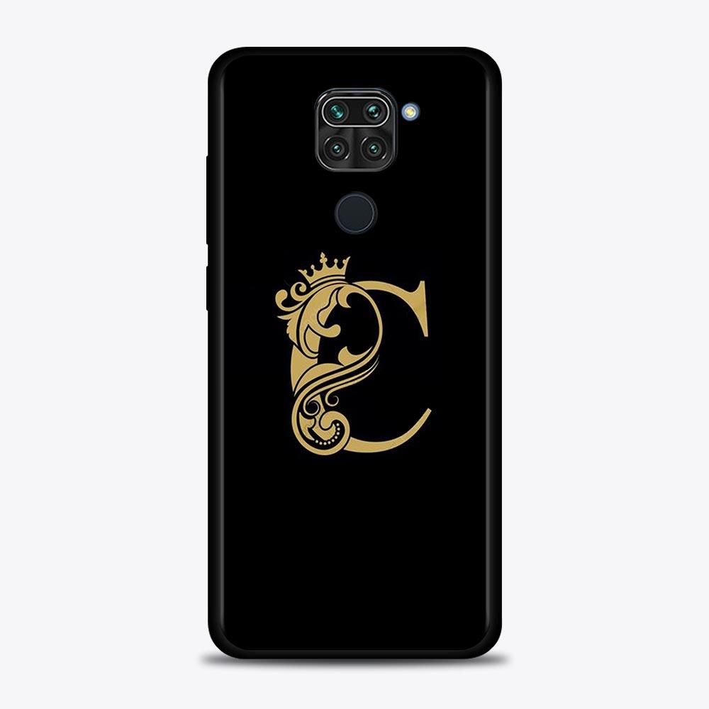 Shell For Xiaomi Redmi Note 11 10 9 8 7 Pro Max 9T 8T 9S Case for Redmi 10 9 8 9C 9A 8A 7A Luxury Golden yellow Crown Letter A-Z