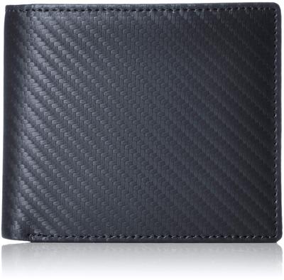 [AVANT] Genuine Carbon Leather Bifold Wallet with Interior: Coin Purse, Bill Compartment, 16 Card Pockets, Navy