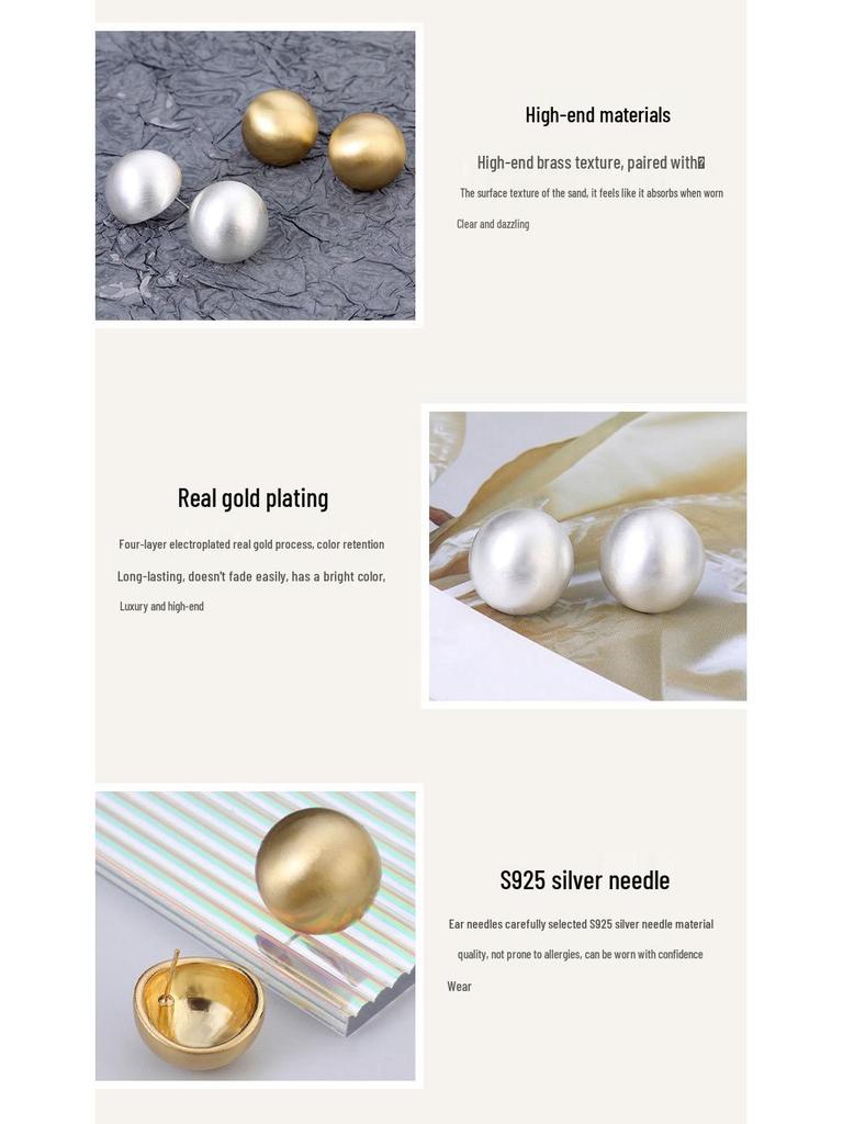 Yang Caiyu Stil Hohle Silberne Halbkreis-Ohrringe: Originell, Elegant, Schlichte Sommer-Ohrstecker