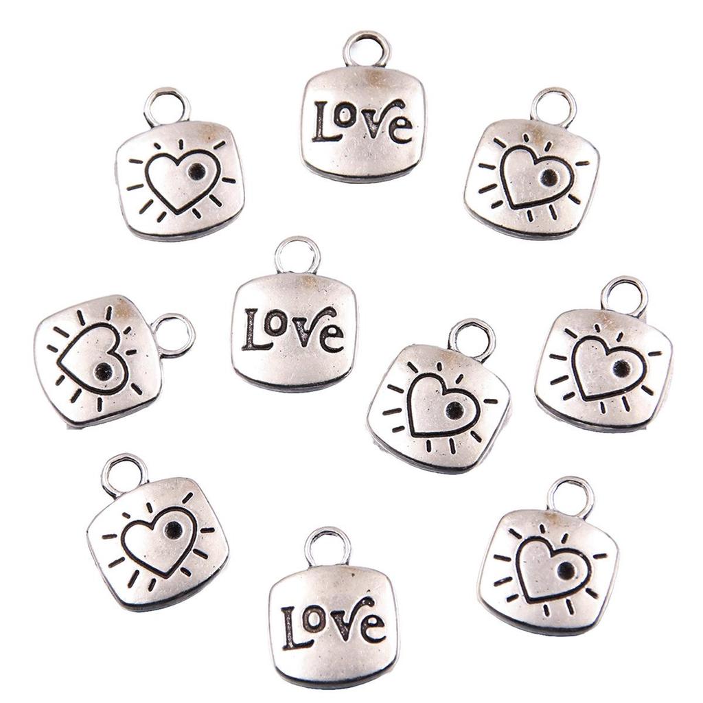 Vintage Silver Heart Pendant with 'Love' Letters - Creative Handmade Jewelry Accessory