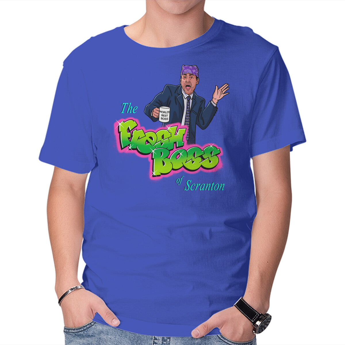 Unisex Crew Neck T-Shirt The Fresh Boss Graphic Short Sleeve Casual Tee L