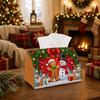 1pc Winter Village Tissue Box | Multi-Functional Christmas Napkin Box, Suitable for Home, Christmas Car Decoration Snowman Gingerbread Pine Garland - 