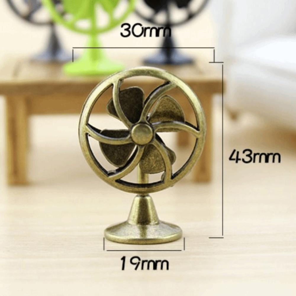 1:12 Scale Dollhouse Electric Fan Retro Mini Fan Model Miniature Doll Fan Furniture  DIY Toy