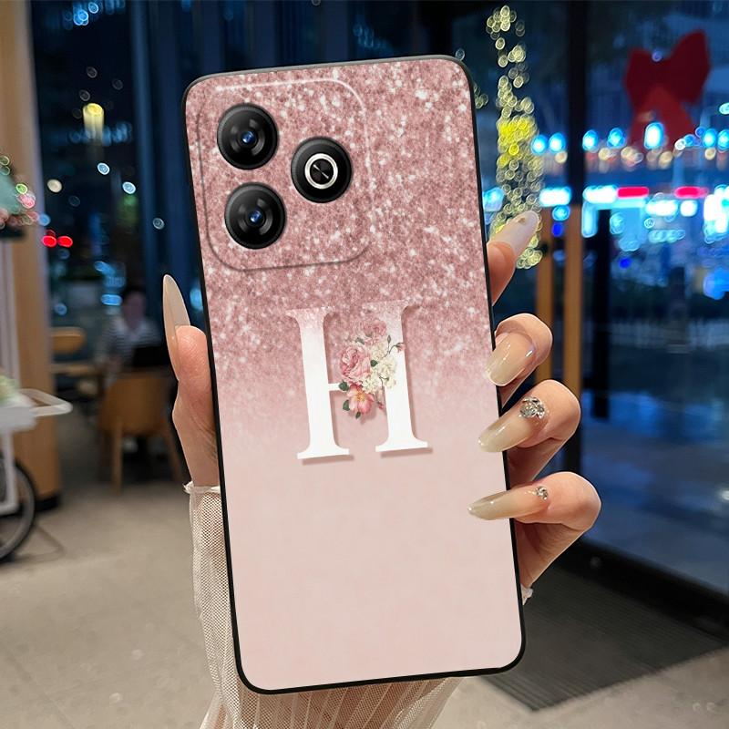 Fashion Letter With Flower Couple Case For ZTE Blade V60 4G/Axon 60 4G/Nubia V60 Soft Silicone Black Case Anti-scratch Shell