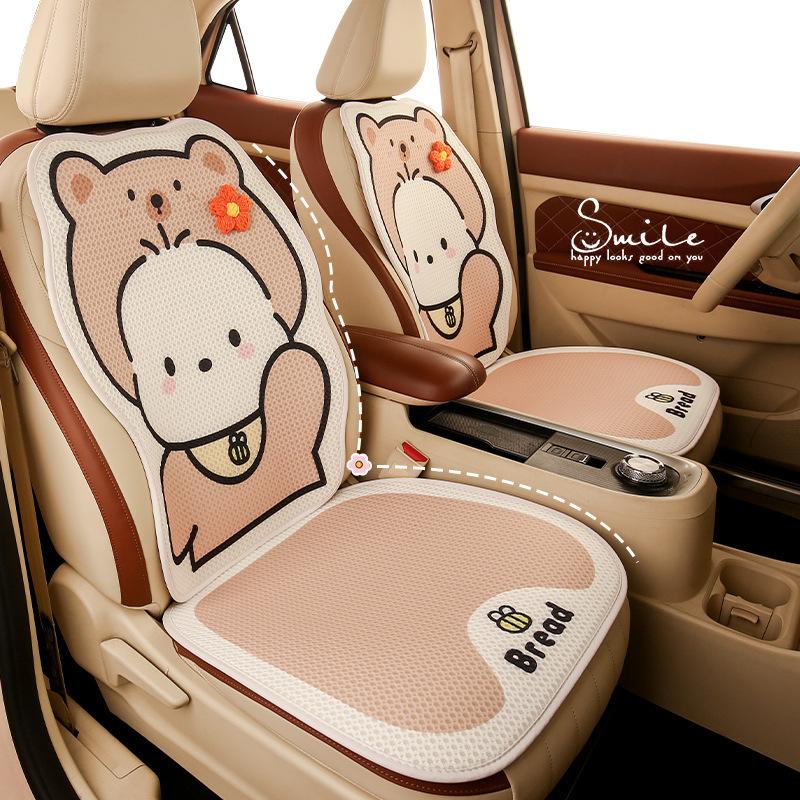 Cute Dog Car Seat Cushion Universal Four Seasons Breathable Half Pack Cartoon Rear Single Seat Cover Seat Accessories