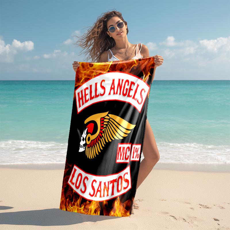 Gang Motorcycle enthusiasts Hells Angels Motorcycle Club beach towel outdoor camping vacation swimming beach towel outdoor absorbent bath towel Y8