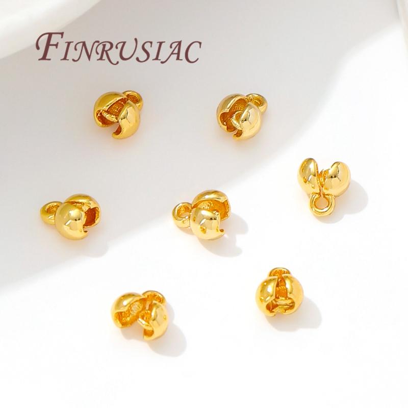Crimp Beads For Jewelry 18K Gold Plated Crimps Cover Findings For DIY Bracelets Accessories Bead Tip Ball Chain Connectors