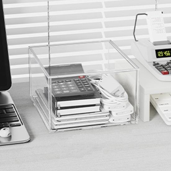 Akrylowe Pudełko do Przechowywania Przezroczysty Organizer z Szufladami Pyłoszczelny Organizer na Kosmetyki Okulary Herbata Kawa Artykuły Biurowe Pojemnik do Przechowywania na Biurko