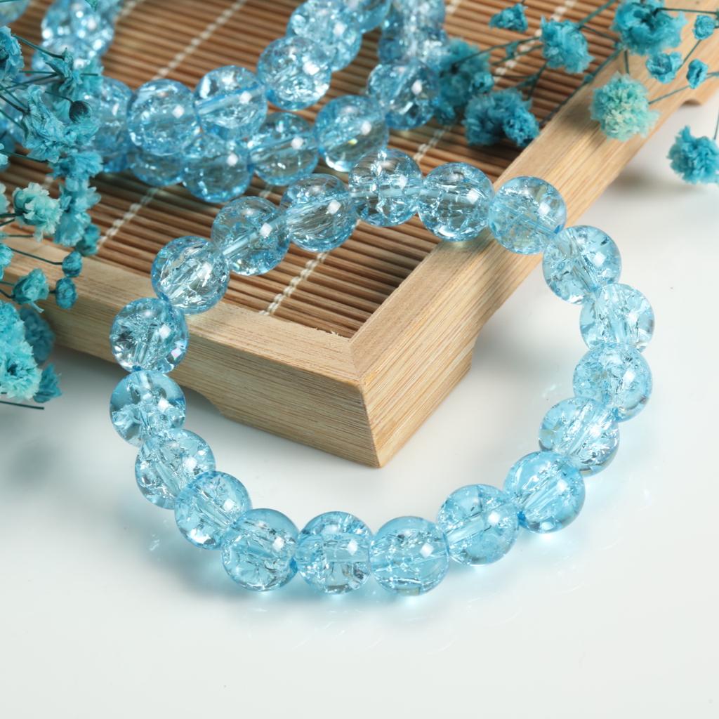 10mm Cracked Flower Glass Beaded Bracelets, Multi-Color Y2K Sweet Cool Style Bracelets for Women Fashion Jewelry Accessories