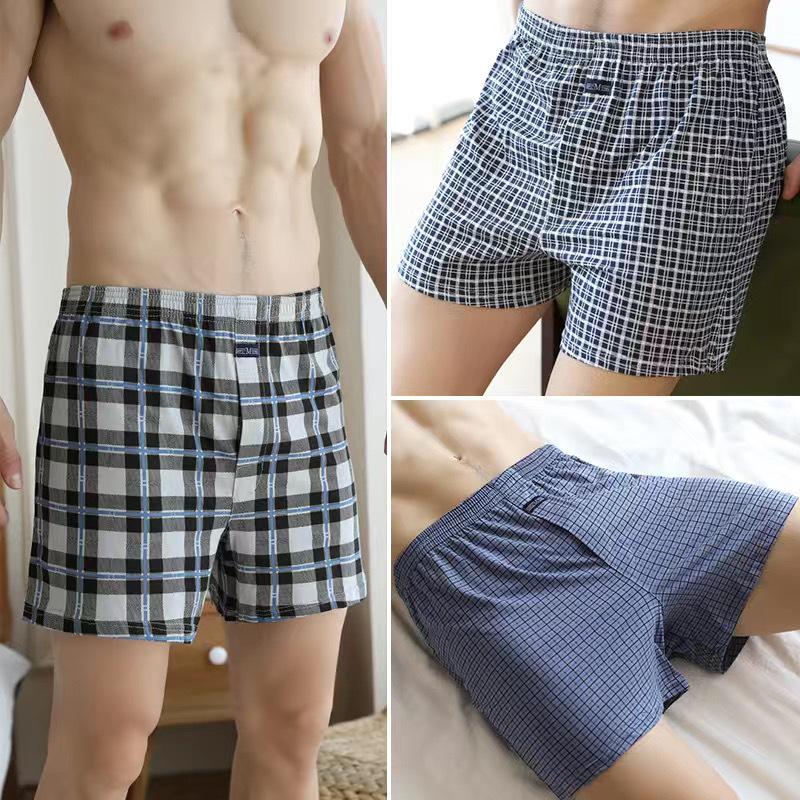Men's High Waist Cotton Boxer Shorts - Loose Fit Sleep & Home Pants, Plus Size, Lightweight Four-Corner Design