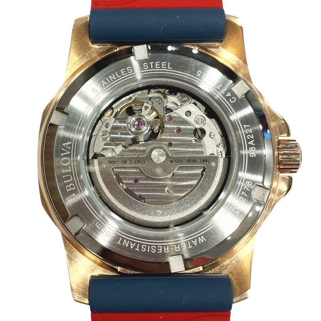 Used Bulova Marine Star Watch Total Weight Approx. 123.4g SS Rubber Automatic Navy Dial 98A227 Men's