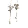 Girly Thoughts Zircon Bow & Pearl Tassel Clavicle Necklace - Stylish & Sweet Fashion for Women