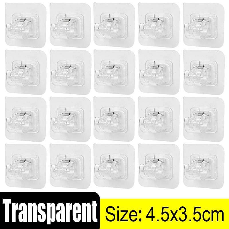 20/2PCS Self Adhesive Rail Hooks Nail-Free Curtain Clamp Rods Clips Hook Adjustable Kitchen Bathroom Wall Hanging Rack Holders