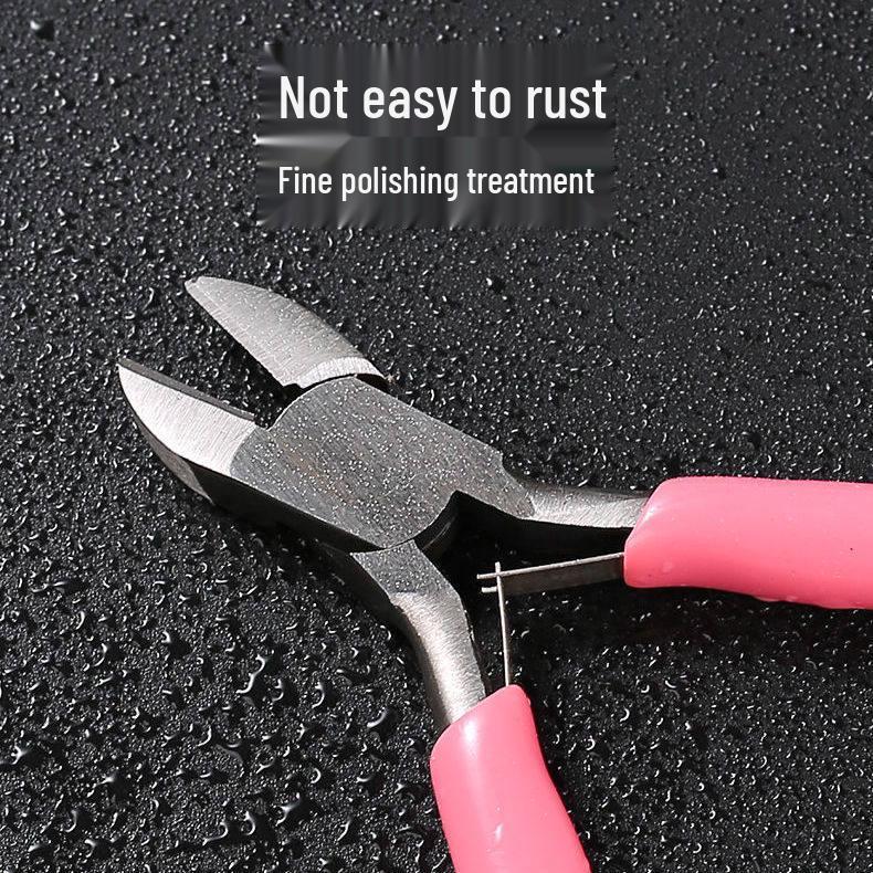 Pink DIY Multifunctional Jewelry Pliers Set: 5" Needle-Nose, Round-Nose, and Angled Pliers. Ideal for crafting and detailed work.