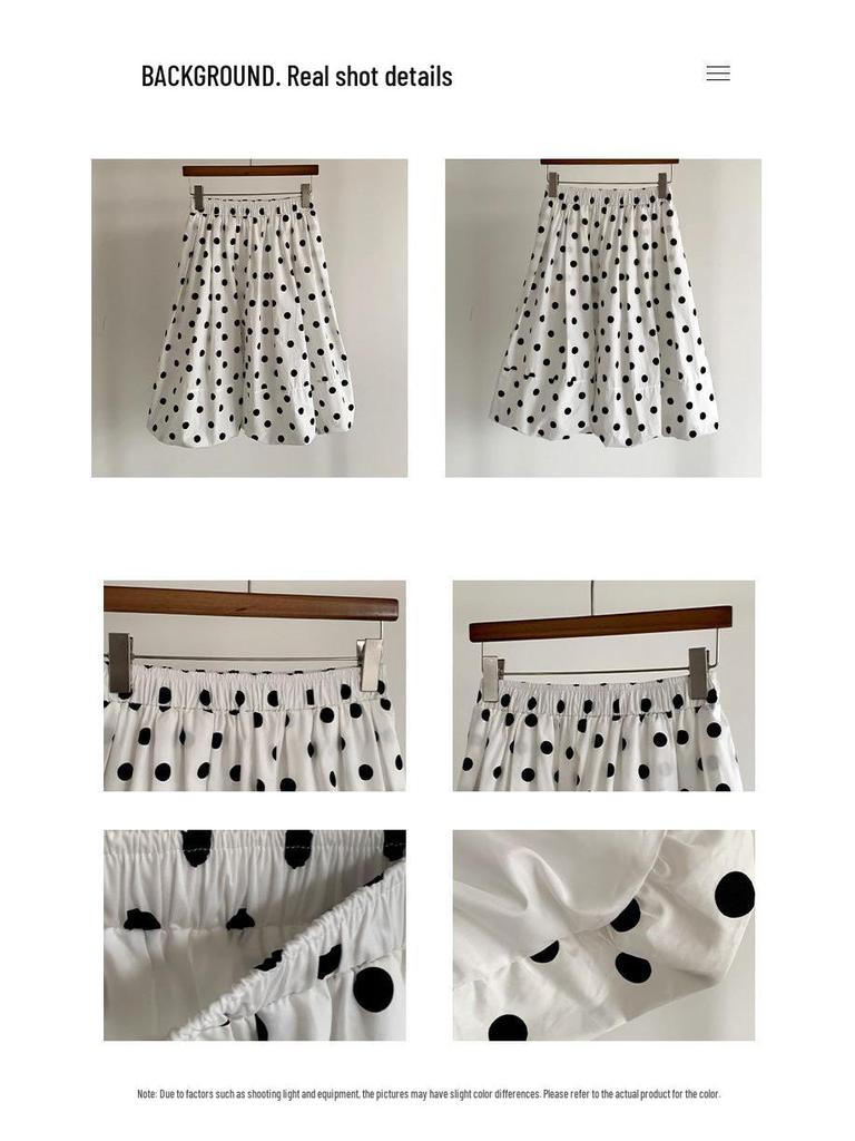 Thirteen Row Women's Fluffy Polka Dot Skirt with Elastic Waist