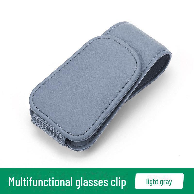 Leather Car Sun Visor Sunglasses & Card Holder with Coin Clip
